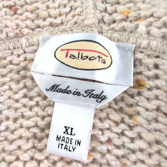 Vintage Talbots Made In Italy Wool Blend Knit Hooded Full Zip Vest Women's XL - Picture 2 of 8
